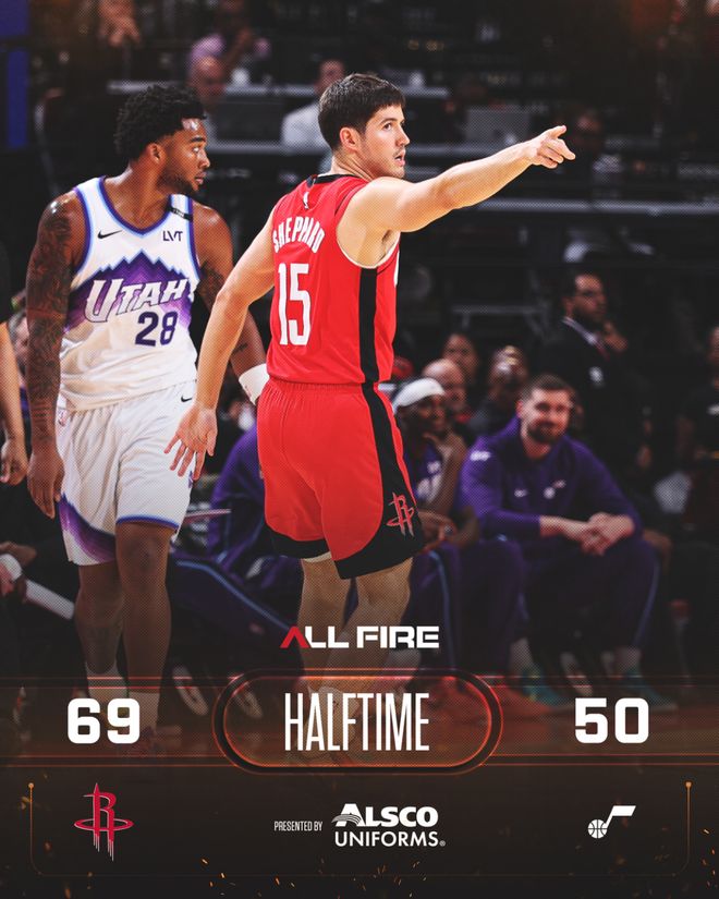 火箭队140-106大胜爵士队，杜兰特汤普森联手建功